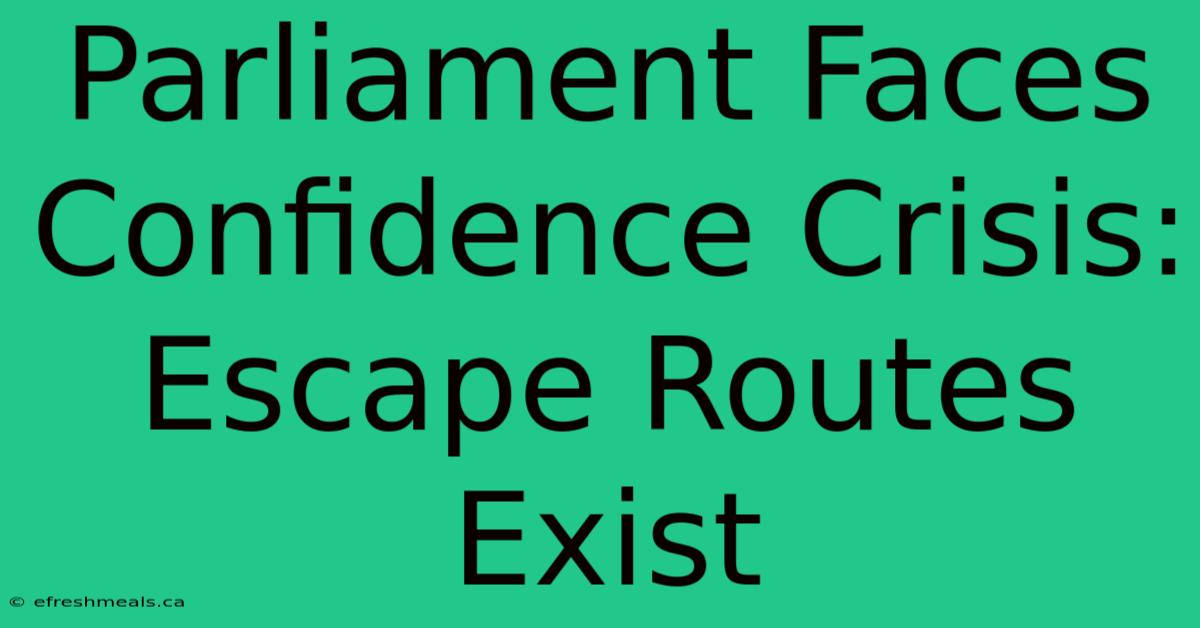 Parliament Faces Confidence Crisis: Escape Routes Exist