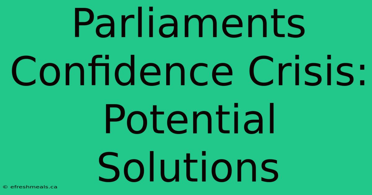 Parliaments Confidence Crisis: Potential Solutions