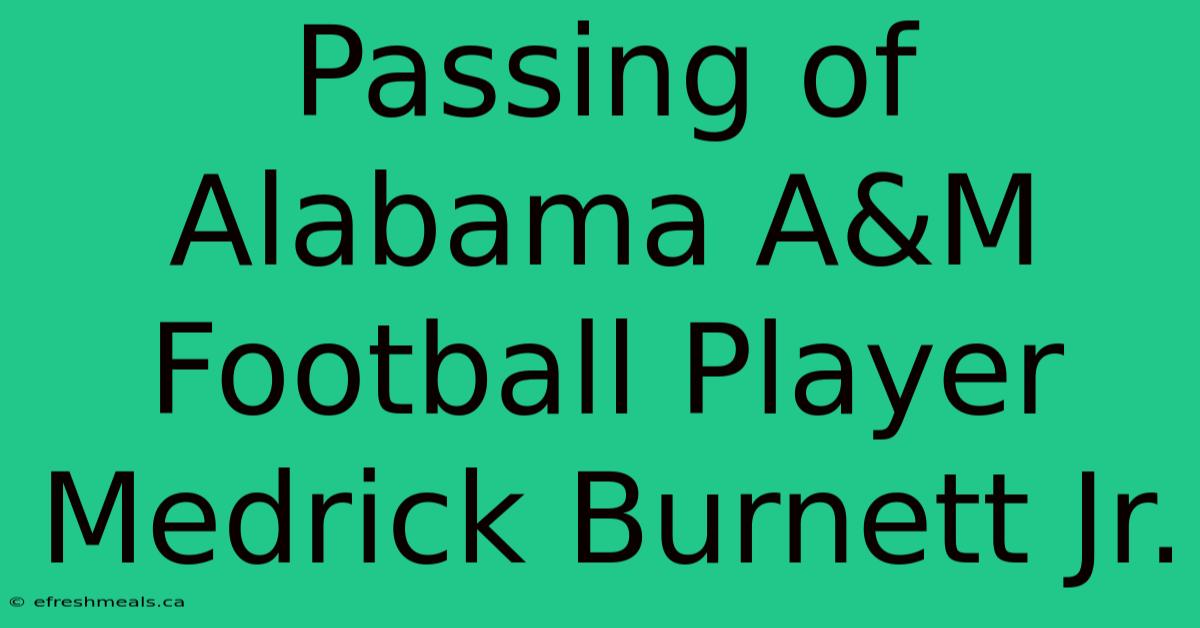 Passing Of Alabama A&M Football Player Medrick Burnett Jr.