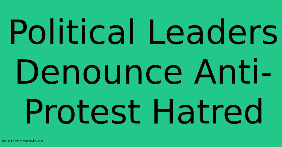 Political Leaders Denounce Anti-Protest Hatred