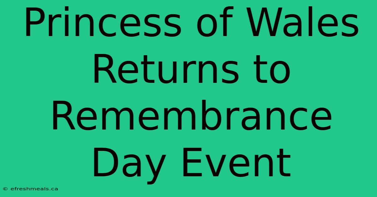 Princess Of Wales Returns To Remembrance Day Event