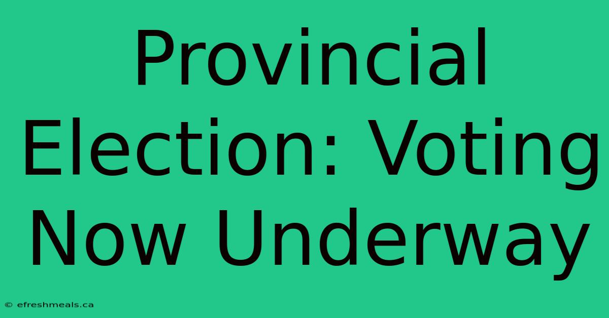 Provincial Election: Voting Now Underway