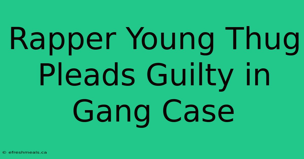 Rapper Young Thug Pleads Guilty In Gang Case 