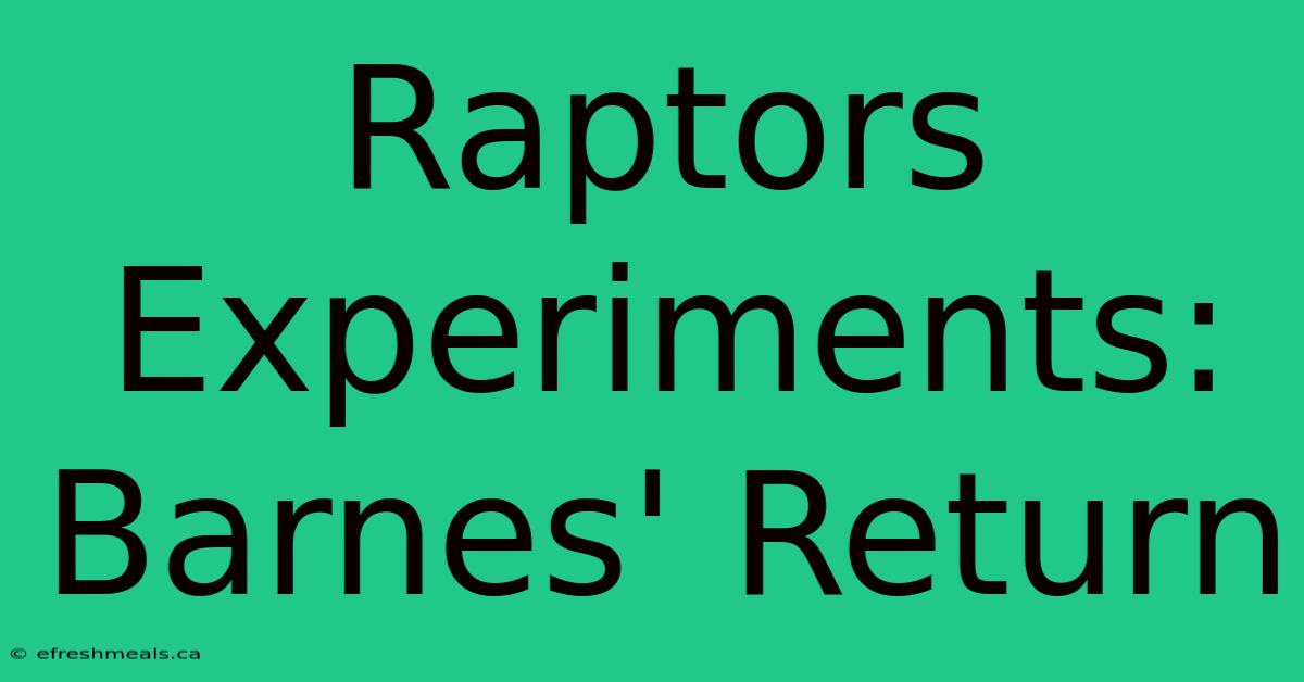 Raptors Experiments: Barnes' Return