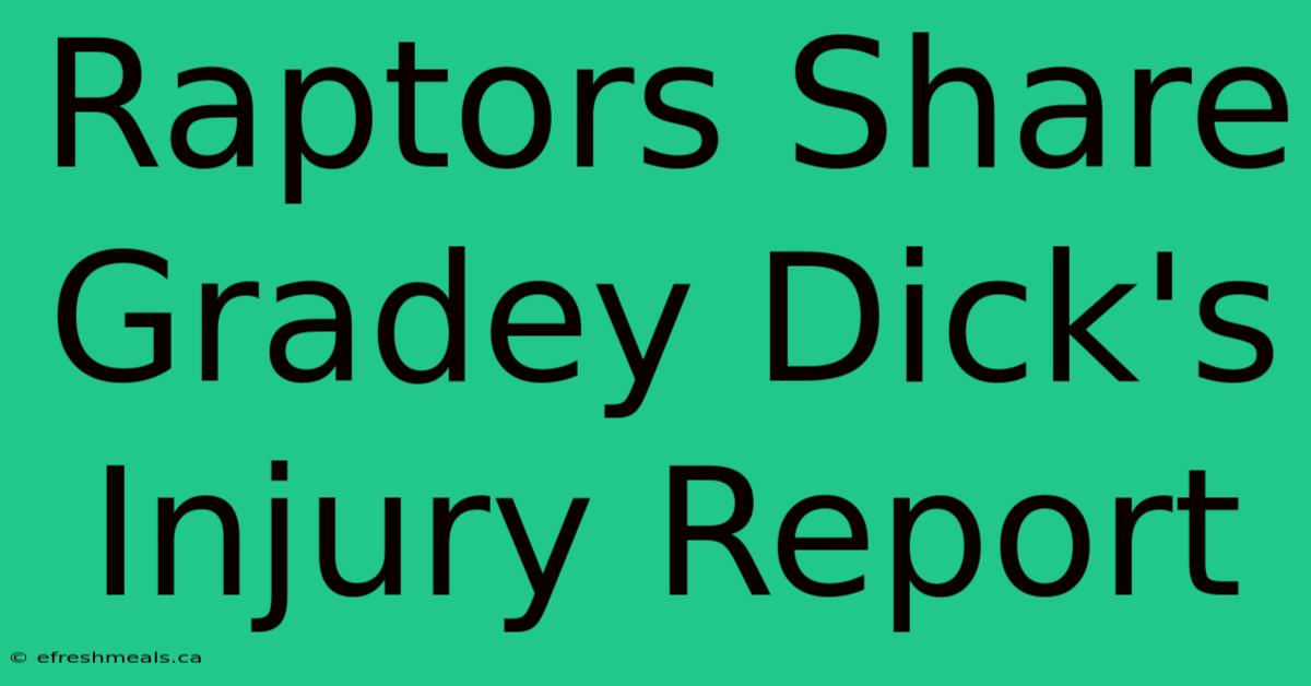 Raptors Share Gradey Dick's Injury Report