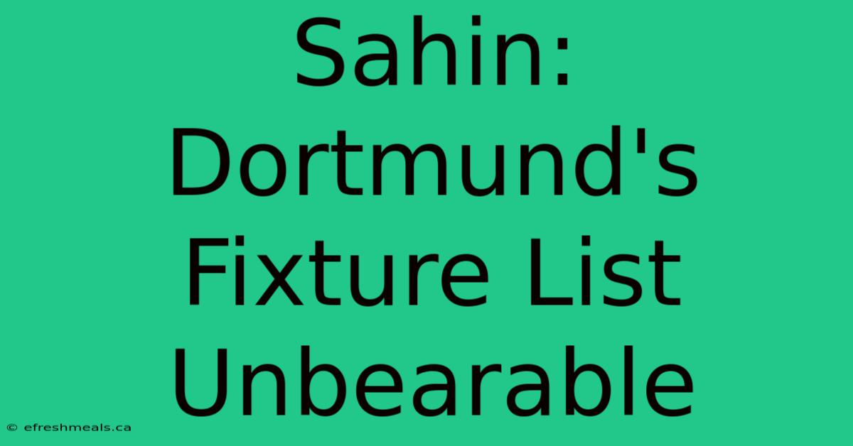 Sahin: Dortmund's Fixture List Unbearable