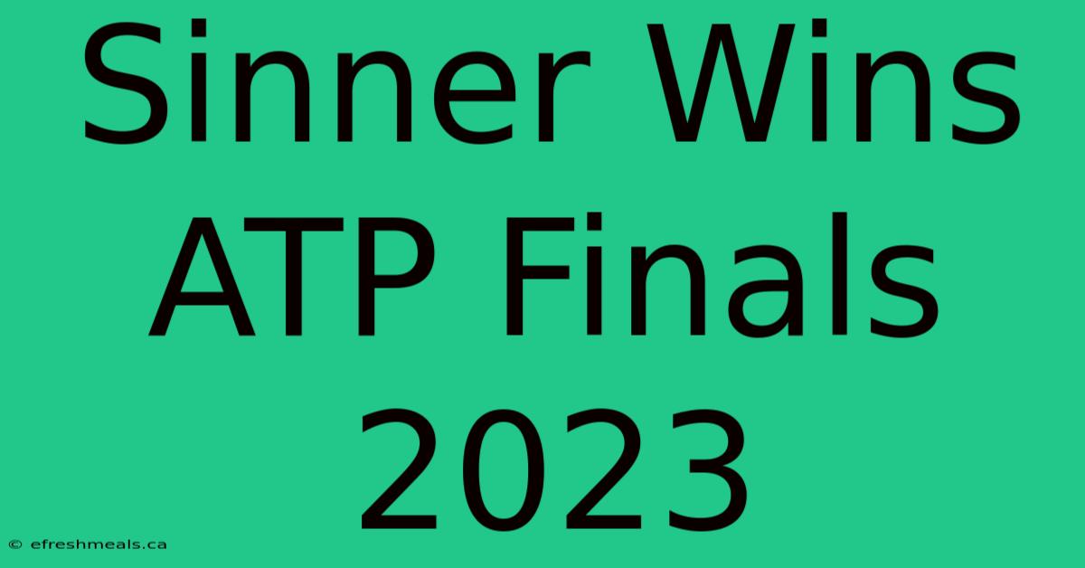 Sinner Wins ATP Finals 2023