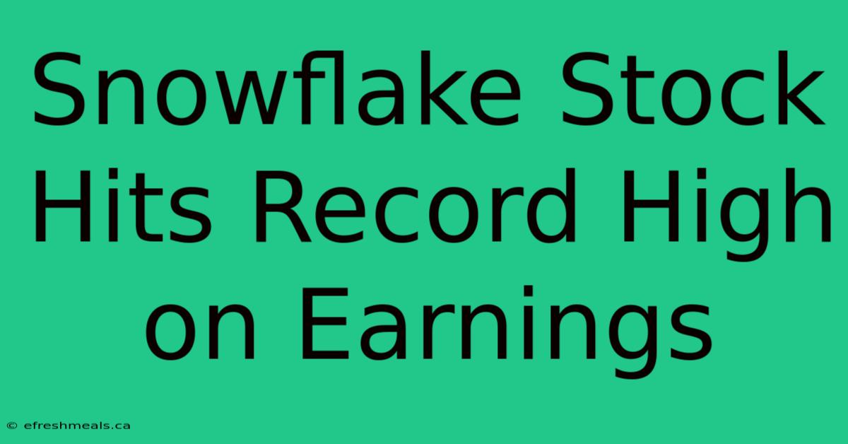 Snowflake Stock Hits Record High On Earnings