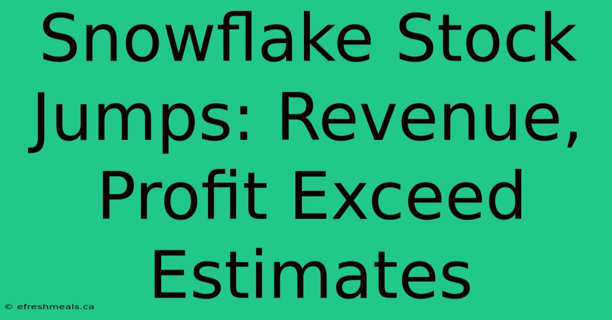 Snowflake Stock Jumps: Revenue, Profit Exceed Estimates