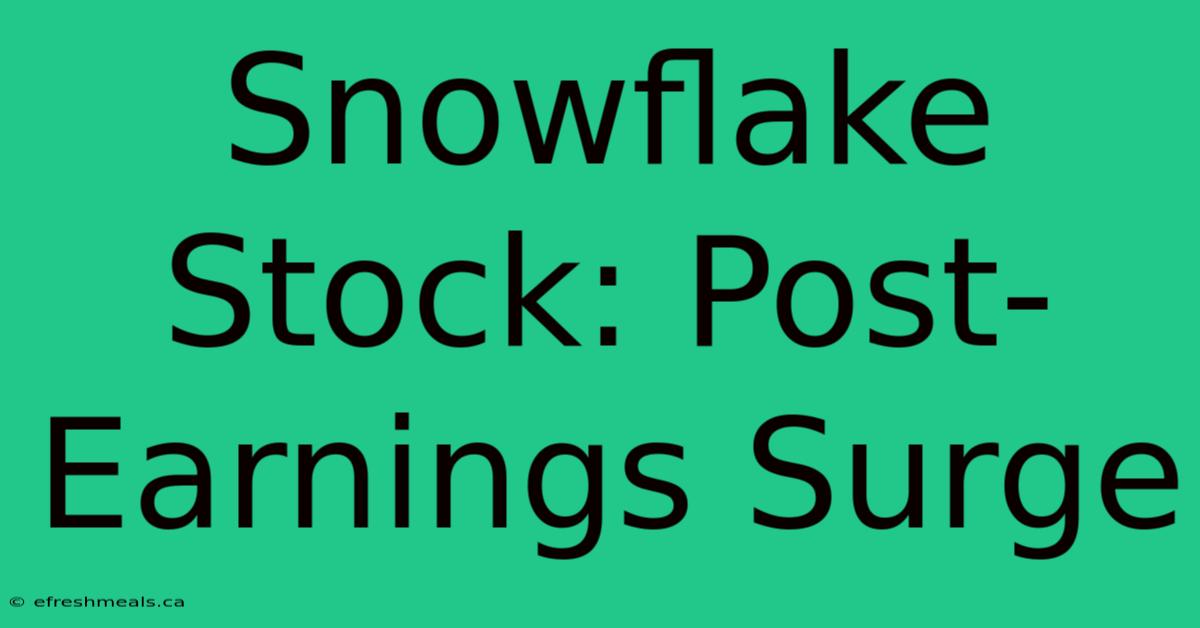 Snowflake Stock: Post-Earnings Surge