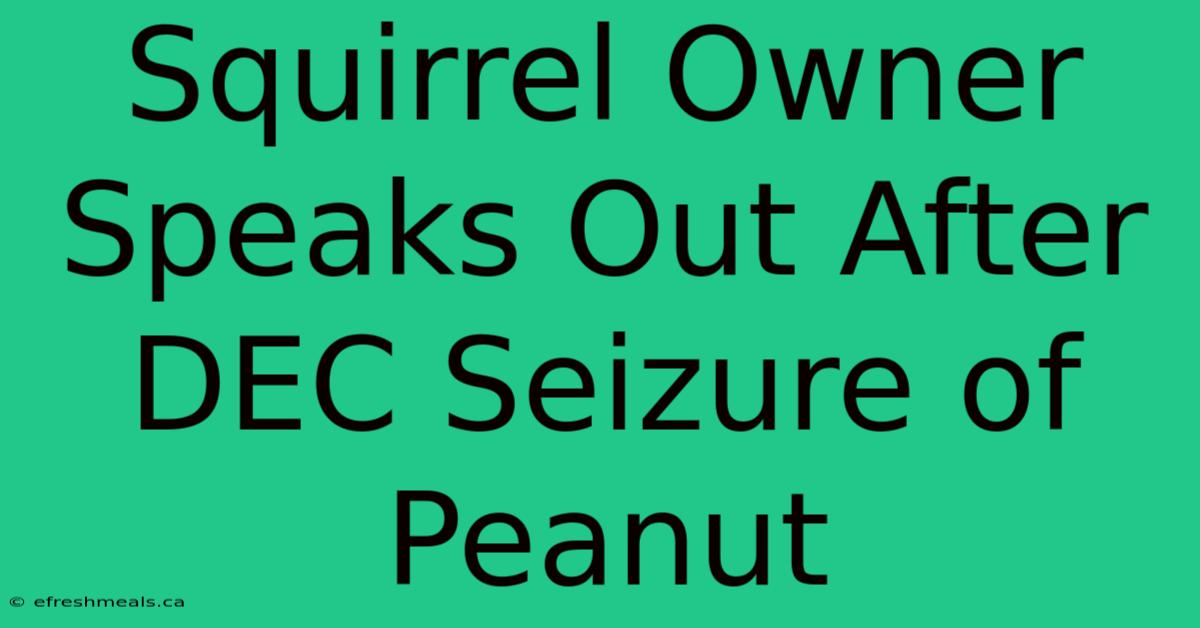 Squirrel Owner Speaks Out After DEC Seizure Of Peanut 