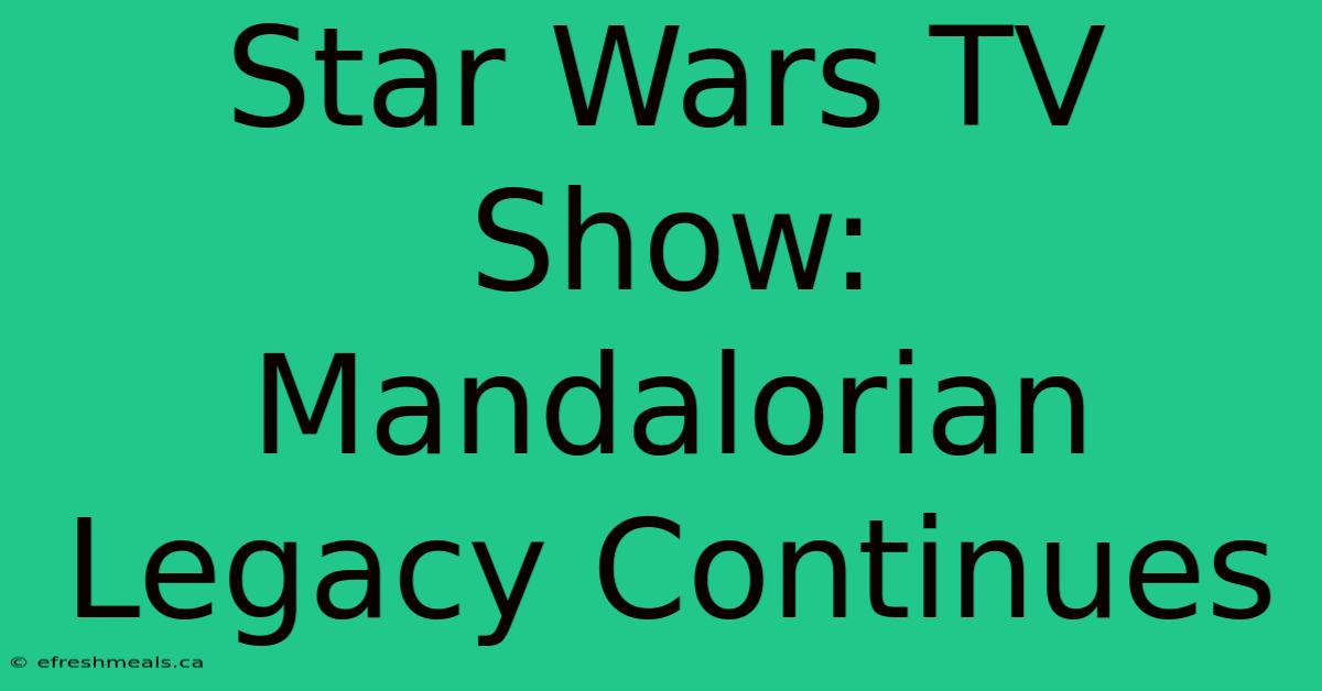 Star Wars TV Show: Mandalorian Legacy Continues