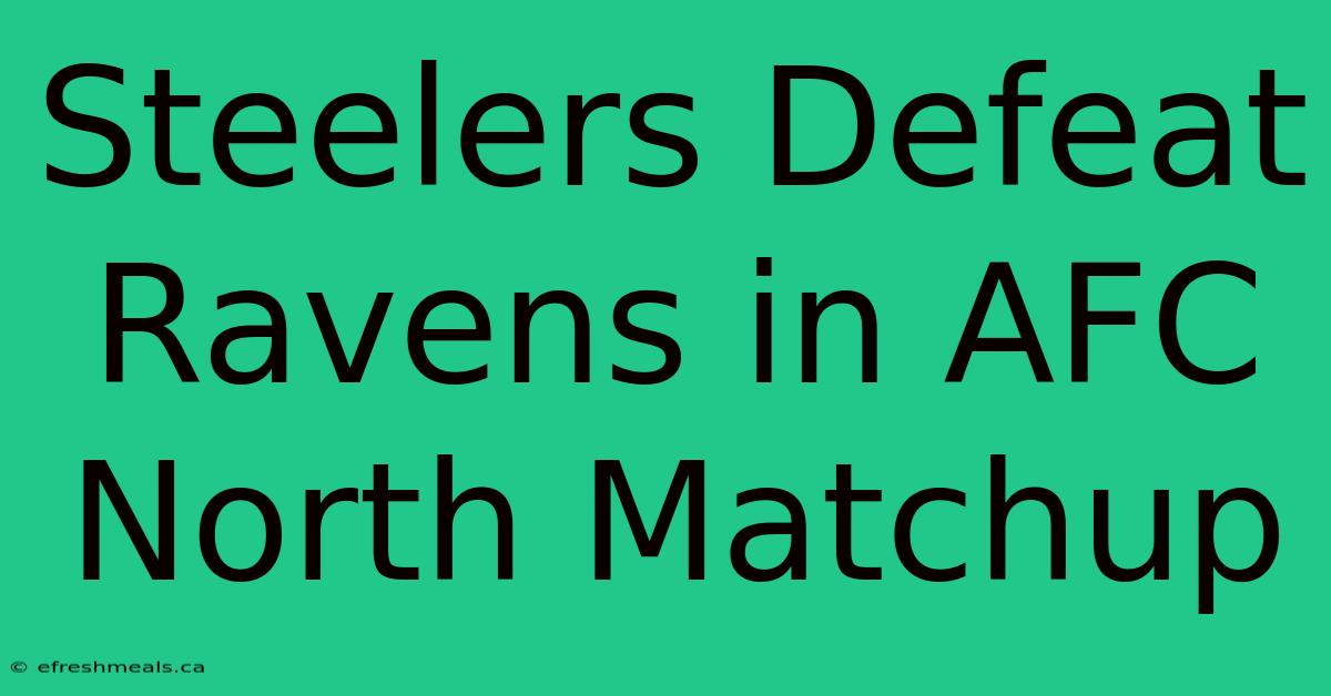 Steelers Defeat Ravens In AFC North Matchup