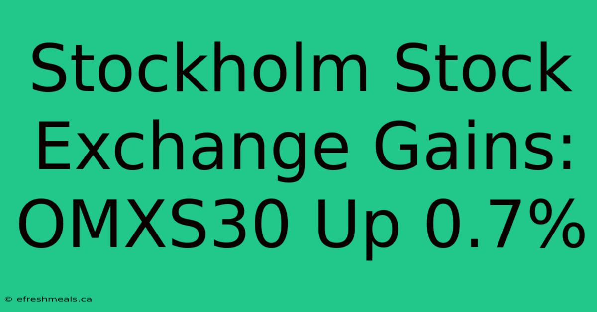 Stockholm Stock Exchange Gains: OMXS30 Up 0.7%