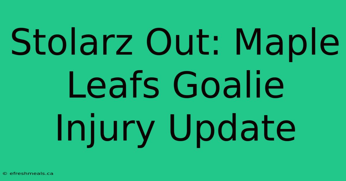 Stolarz Out: Maple Leafs Goalie Injury Update