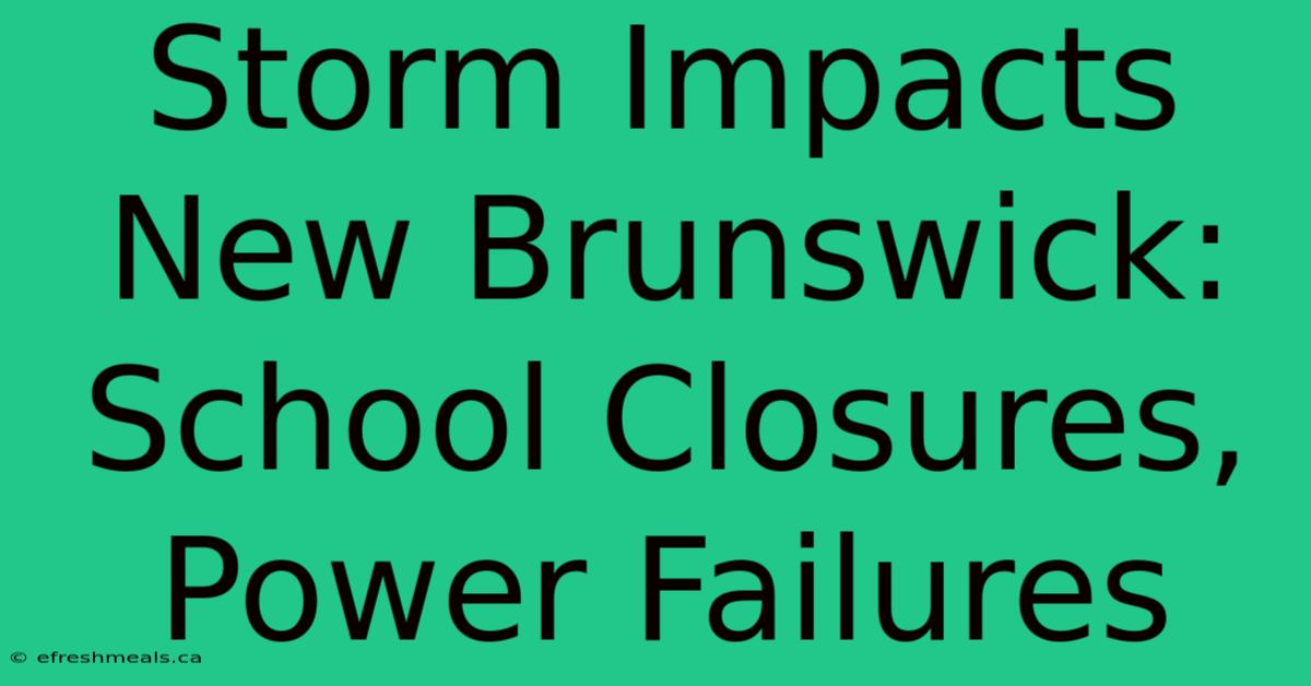 Storm Impacts New Brunswick: School Closures, Power Failures