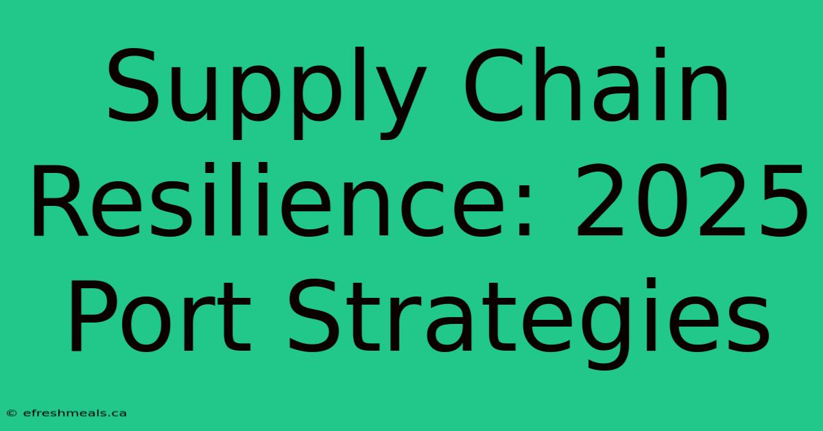 Supply Chain Resilience: 2025 Port Strategies