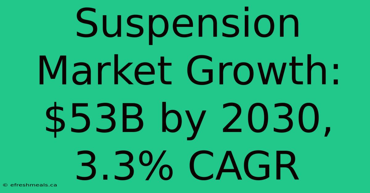 Suspension Market Growth: $53B By 2030, 3.3% CAGR