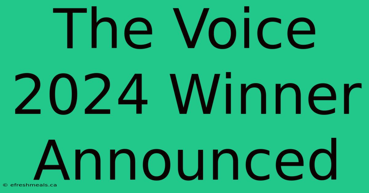 The Voice 2024 Winner Announced