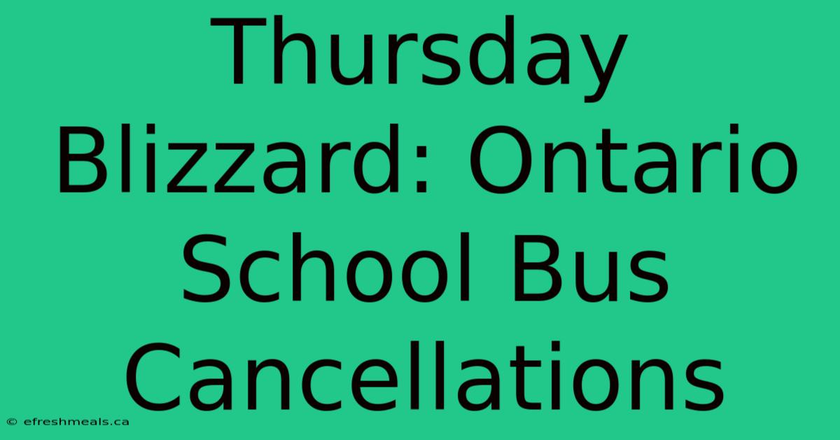 Thursday Blizzard: Ontario School Bus Cancellations