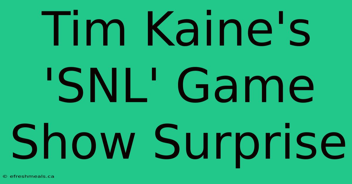 Tim Kaine's 'SNL' Game Show Surprise