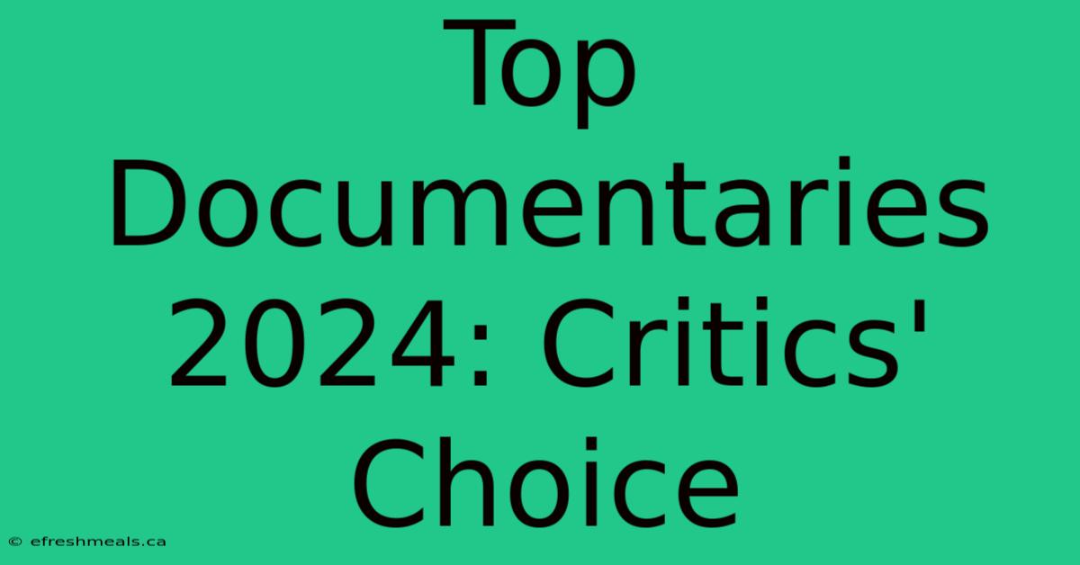 Top Documentaries 2024: Critics' Choice