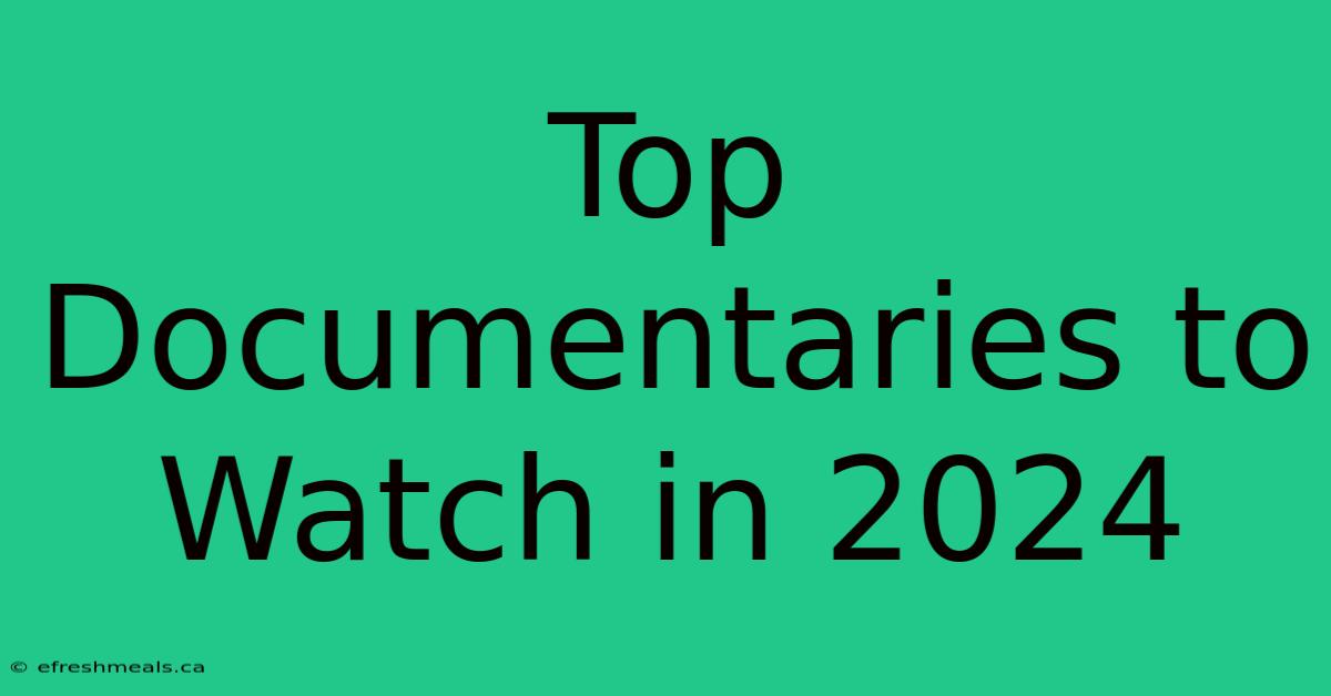 Top Documentaries To Watch In 2024