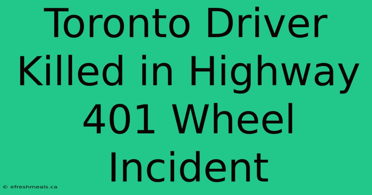 Toronto Driver Killed In Highway 401 Wheel Incident