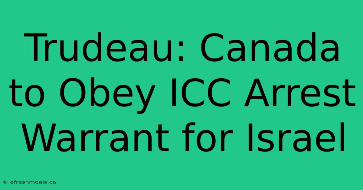 Trudeau: Canada To Obey ICC Arrest Warrant For Israel