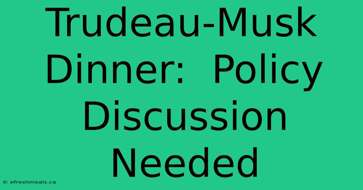 Trudeau-Musk Dinner:  Policy Discussion Needed