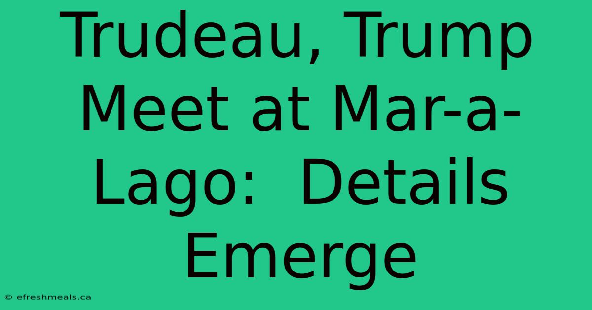 Trudeau, Trump Meet At Mar-a-Lago:  Details Emerge