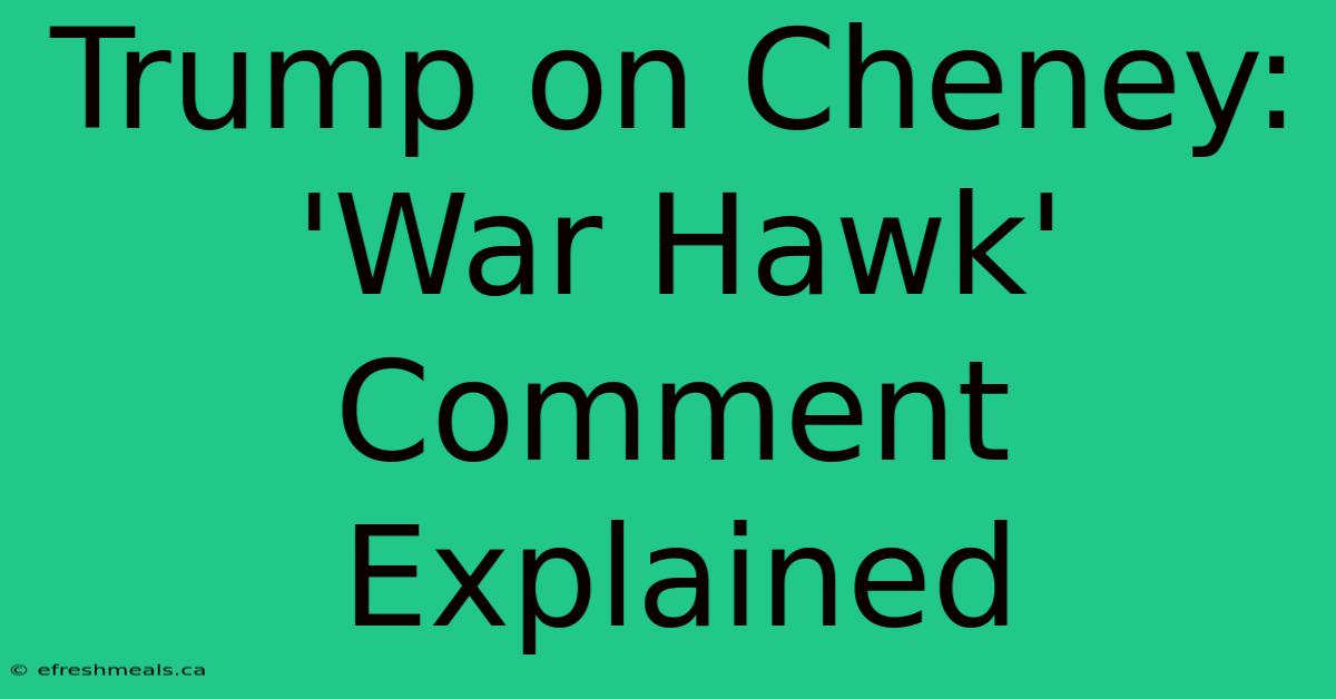 Trump On Cheney: 'War Hawk' Comment Explained 