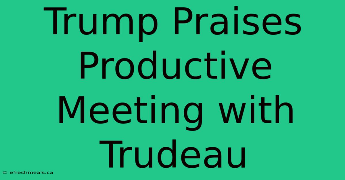 Trump Praises Productive Meeting With Trudeau