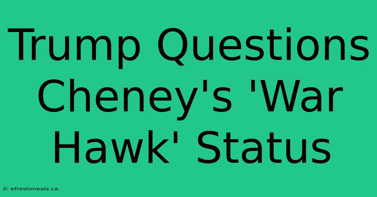 Trump Questions Cheney's 'War Hawk' Status