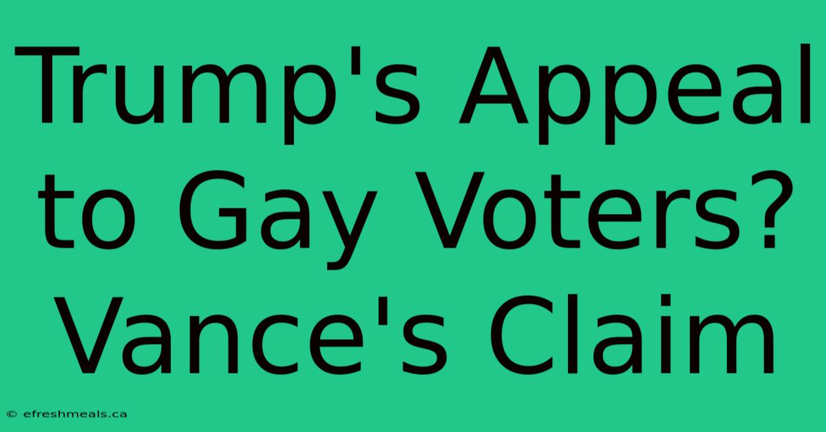 Trump's Appeal To Gay Voters? Vance's Claim