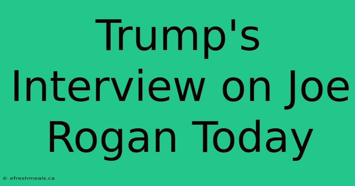 Trump's Interview On Joe Rogan Today 