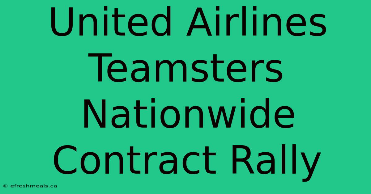 United Airlines Teamsters Nationwide Contract Rally