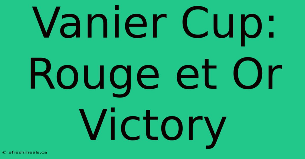 Vanier Cup: Rouge Et Or Victory