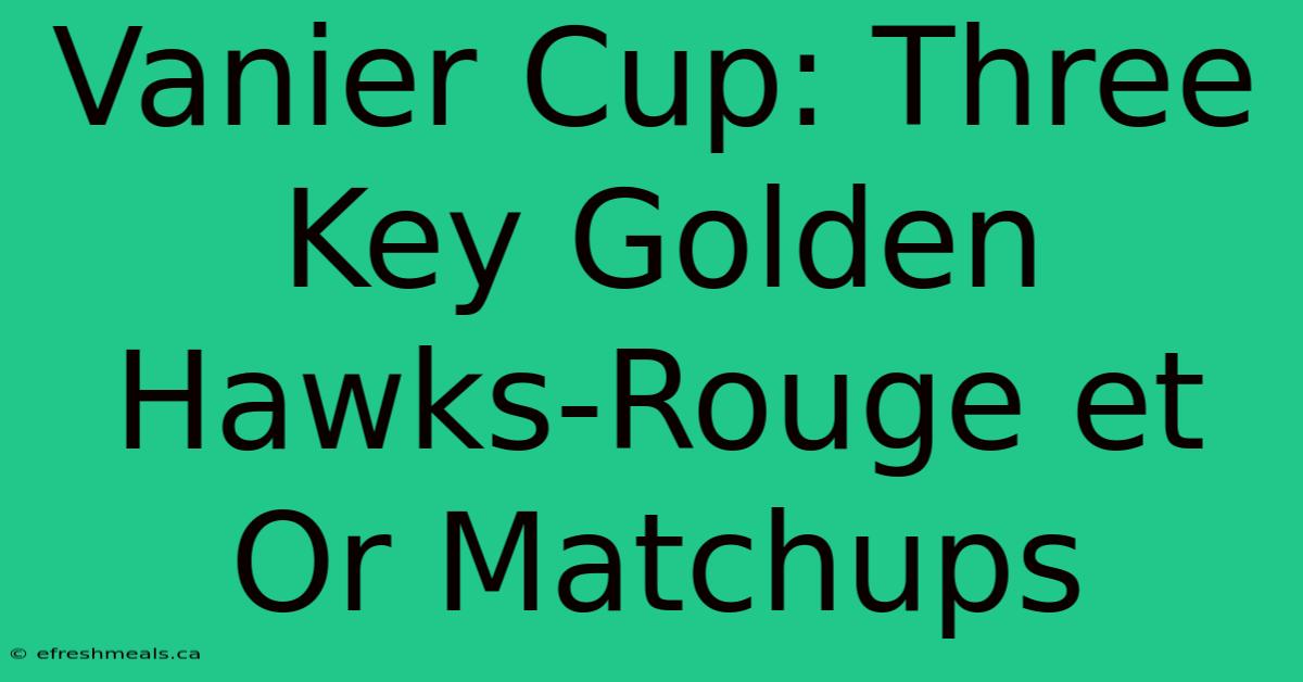 Vanier Cup: Three Key Golden Hawks-Rouge Et Or Matchups