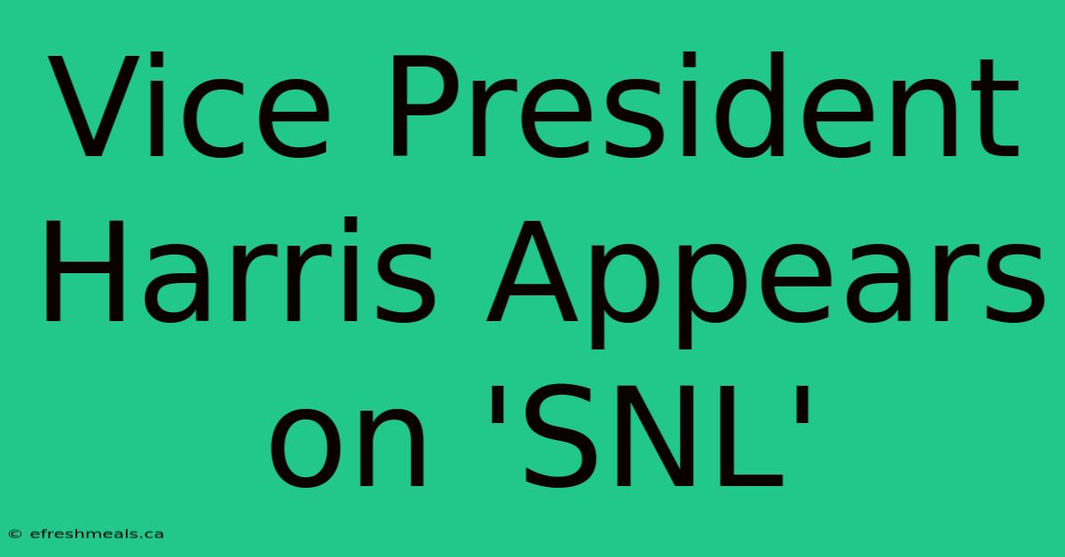 Vice President Harris Appears On 'SNL'