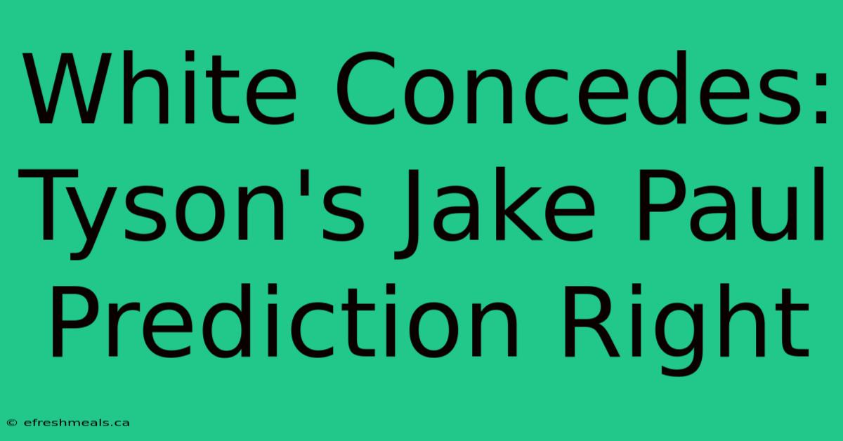 White Concedes: Tyson's Jake Paul Prediction Right