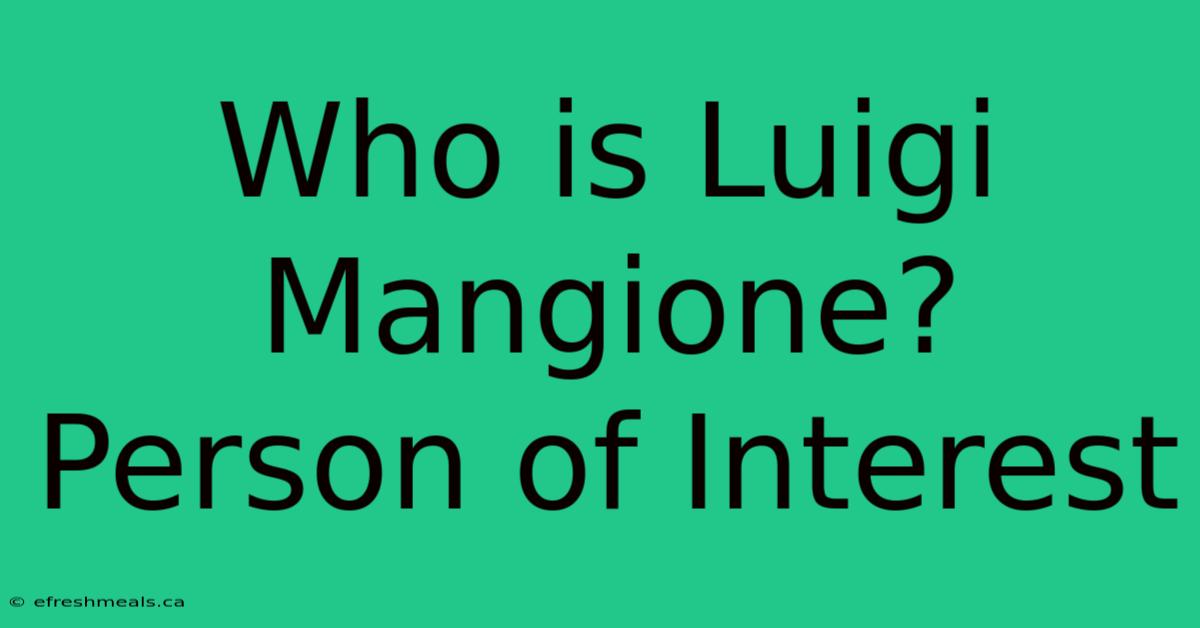 Who Is Luigi Mangione? Person Of Interest