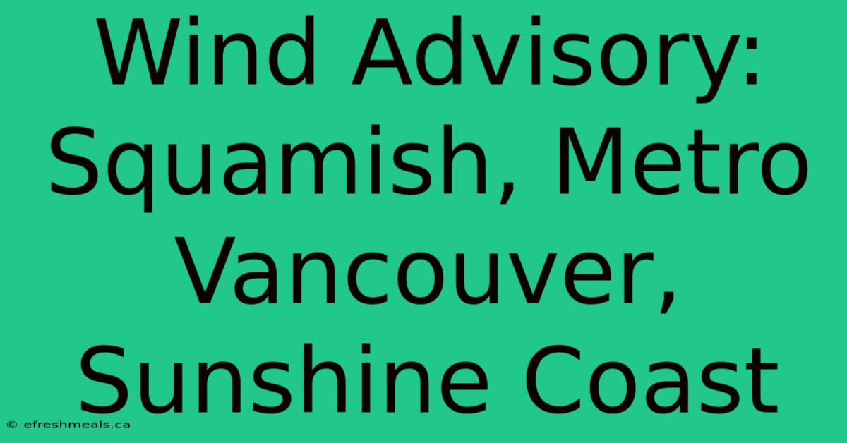 Wind Advisory: Squamish, Metro Vancouver, Sunshine Coast