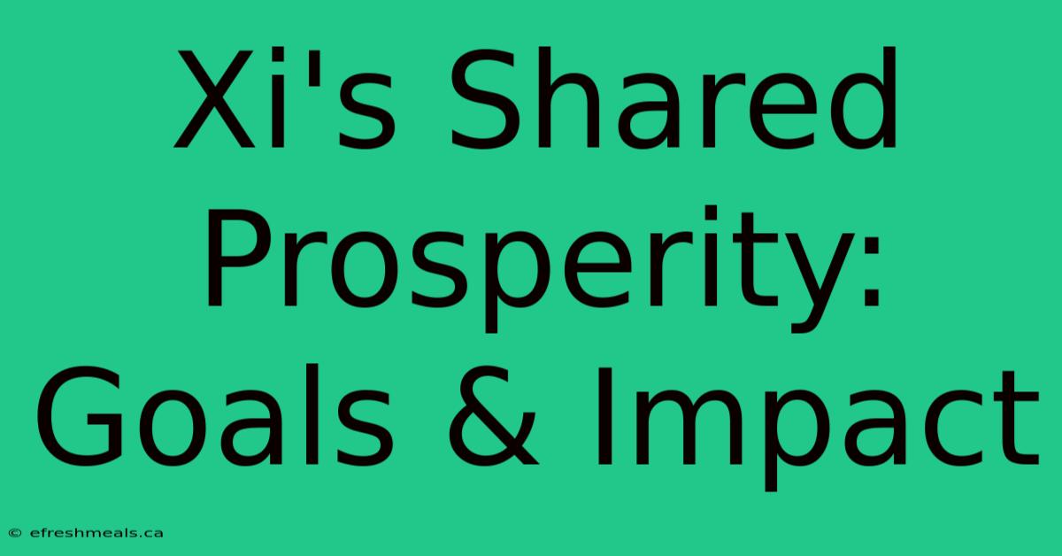 Xi's Shared Prosperity: Goals & Impact