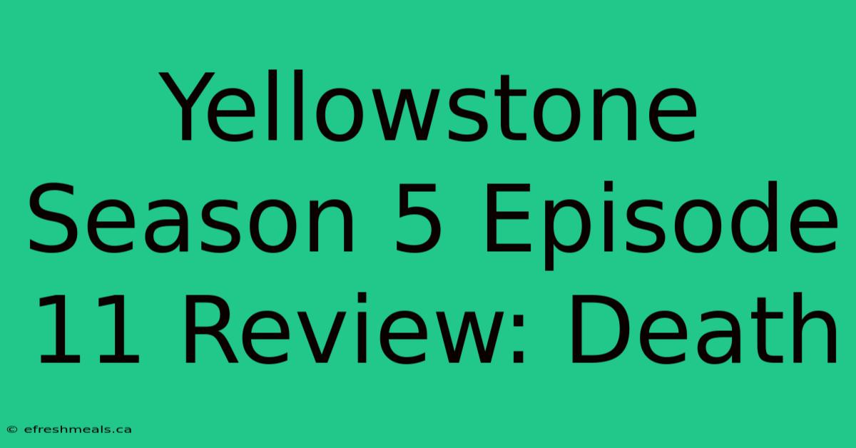 Yellowstone Season 5 Episode 11 Review: Death